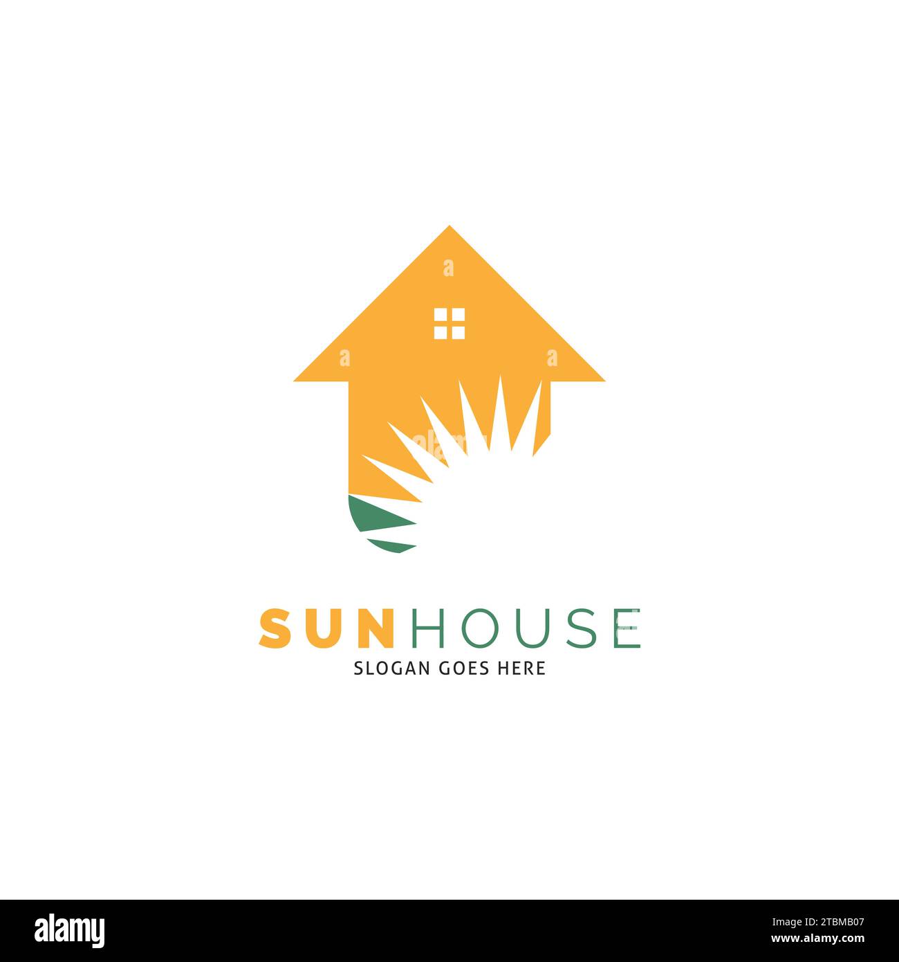 Sun House Icon Vector Logo Template Illustration Design Stock Vector