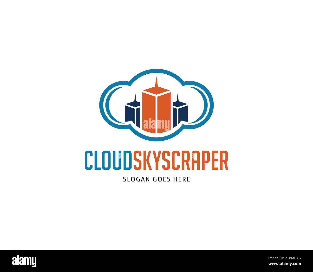 Skyscraper with Cloud Logo Vector Icon Illustration Design Stock Vector