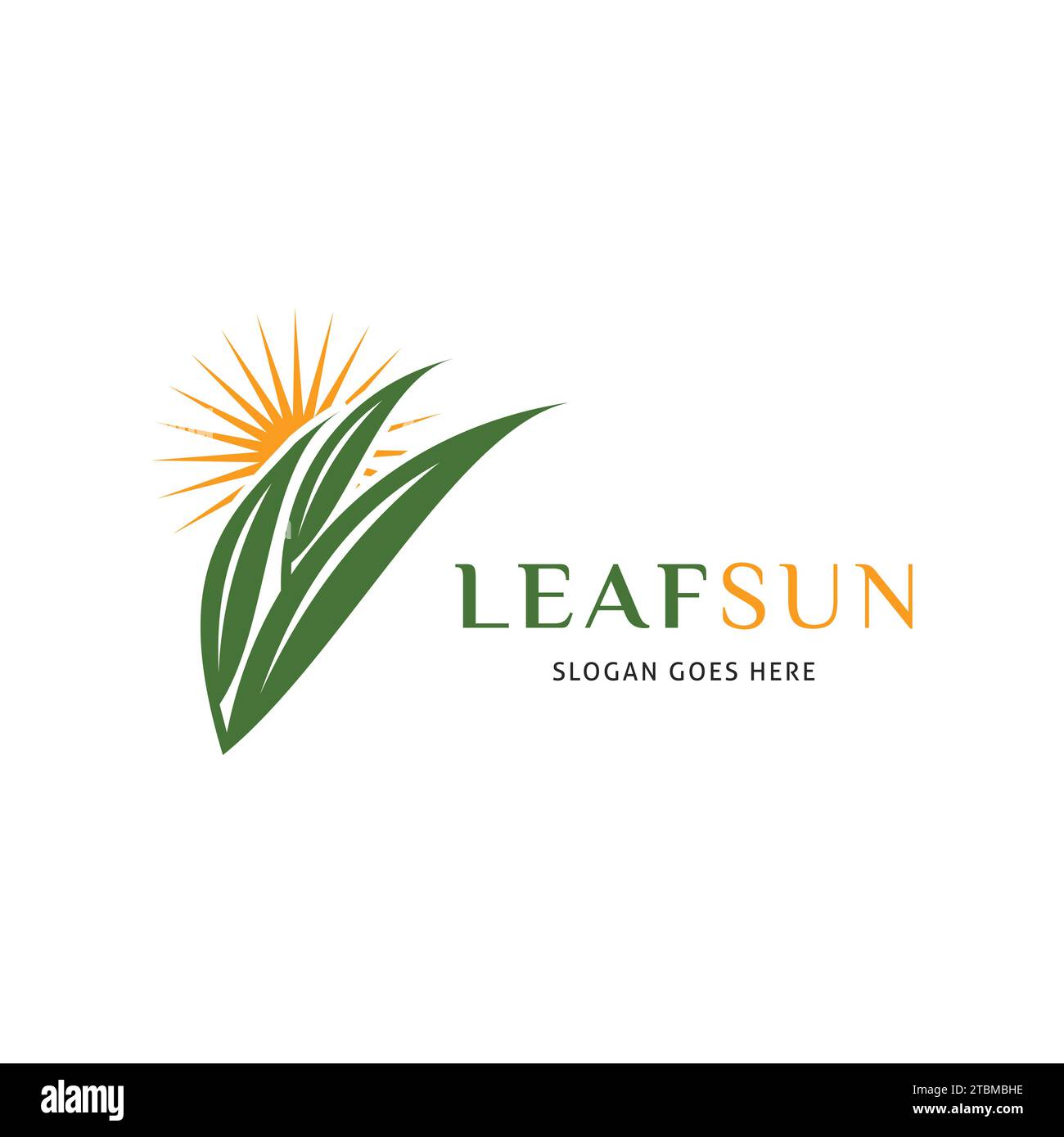 Leaf Sun Icon Vector Logo Template Illustration Design Stock Vector
