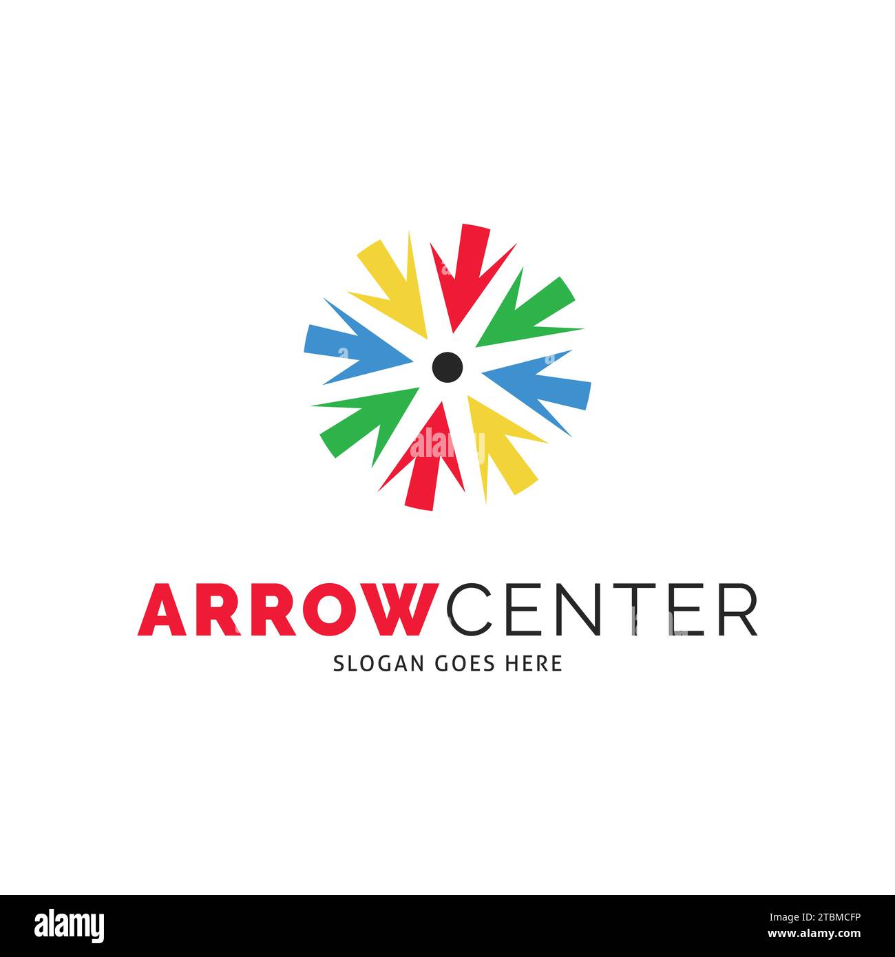 Arrow Center Icon Vector Logo Template Illustration Design Stock Vector