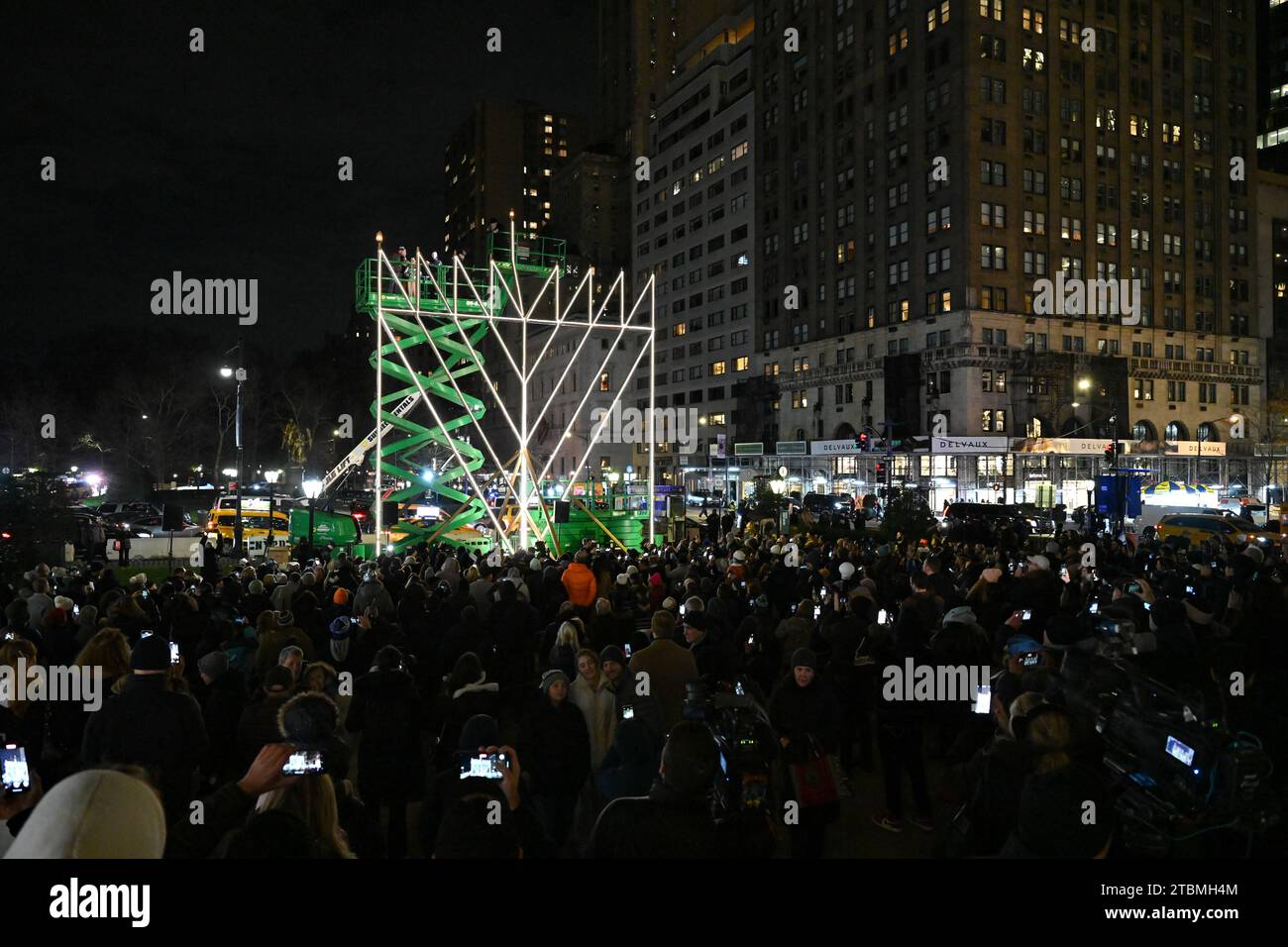 The world's largest Hanukkah menorah is lit on the first night of