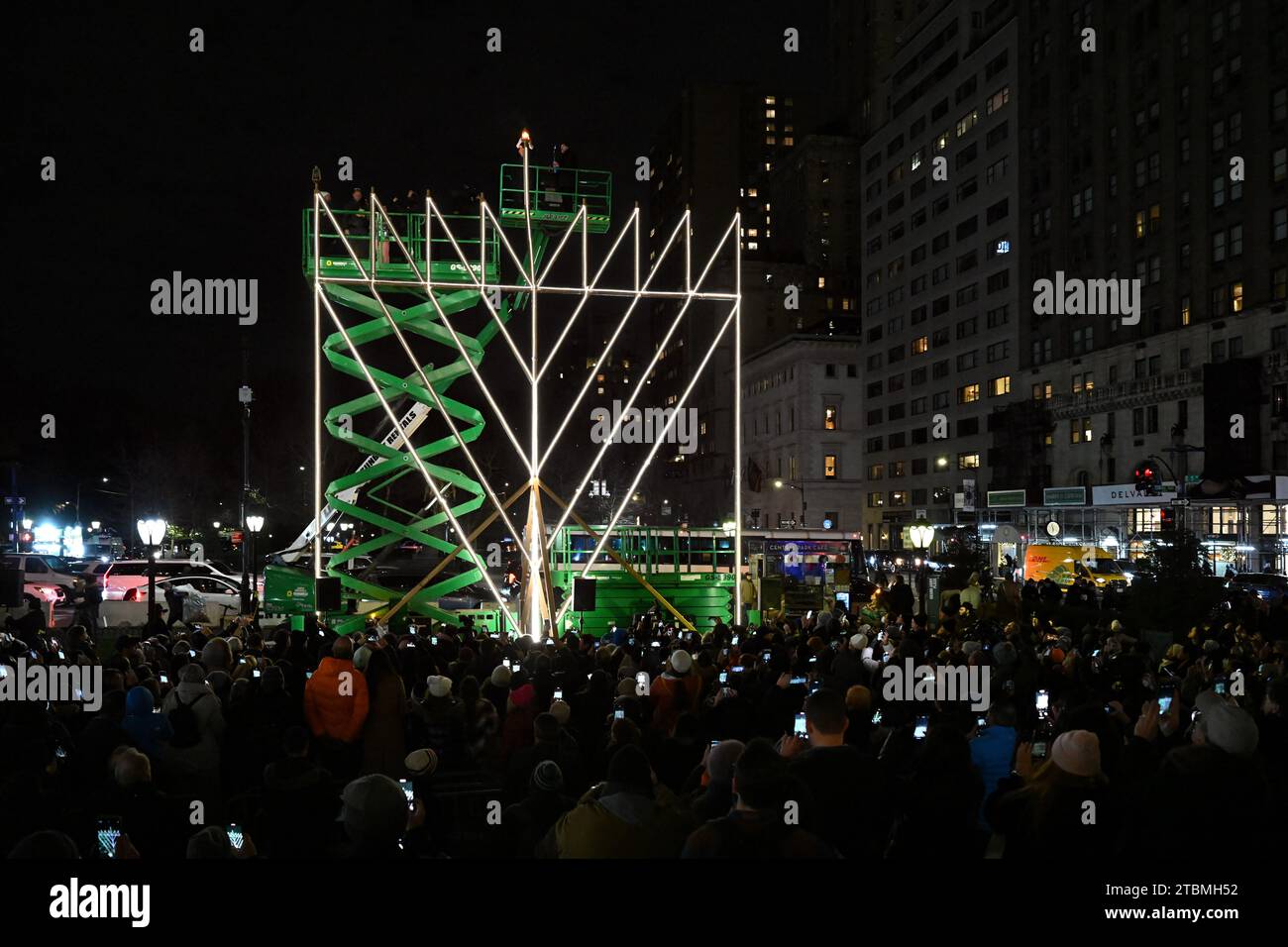 The world's largest Hanukkah menorah is lit on the first night of