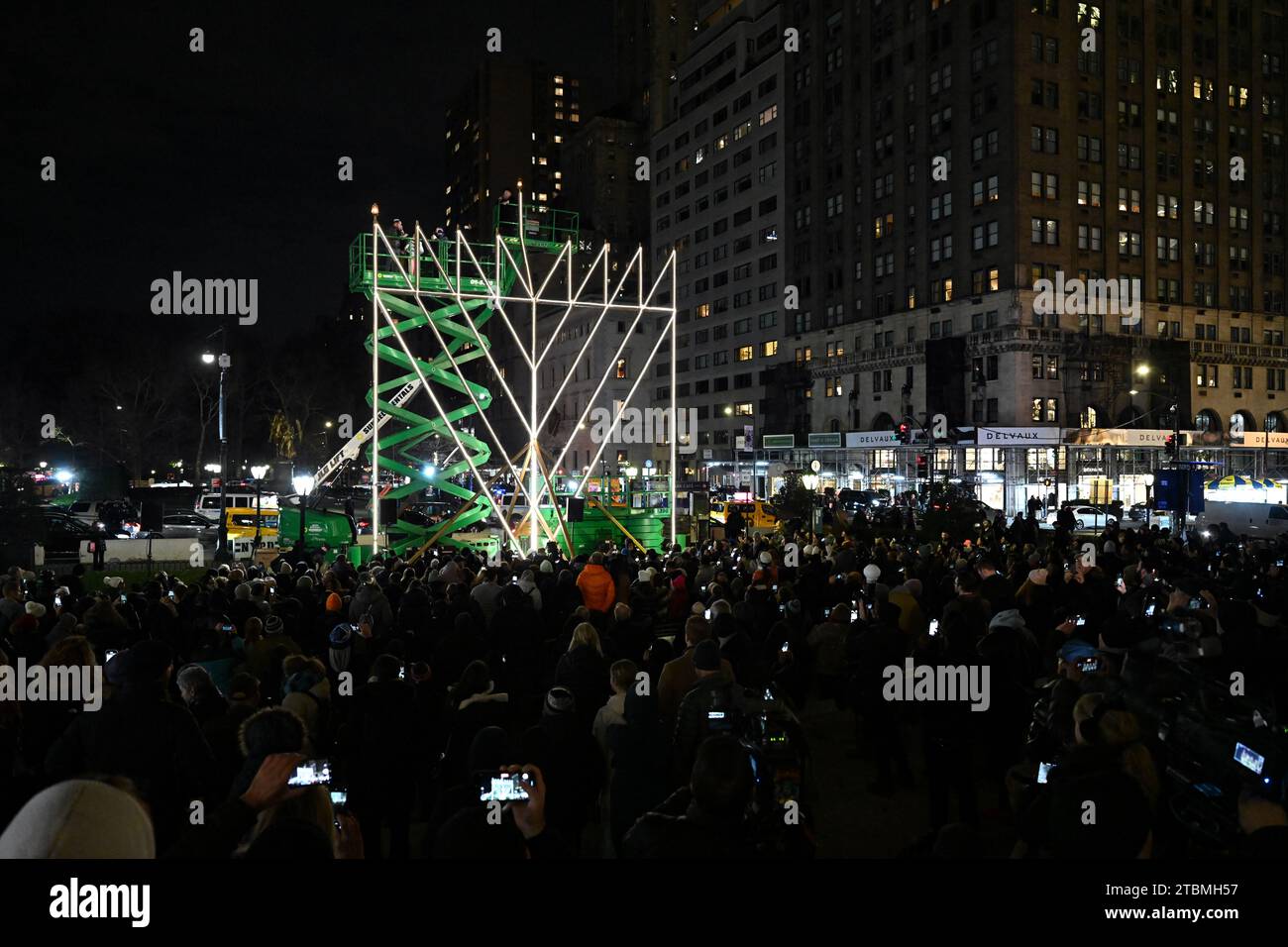 The world's largest Hanukkah menorah is lit on the first night of