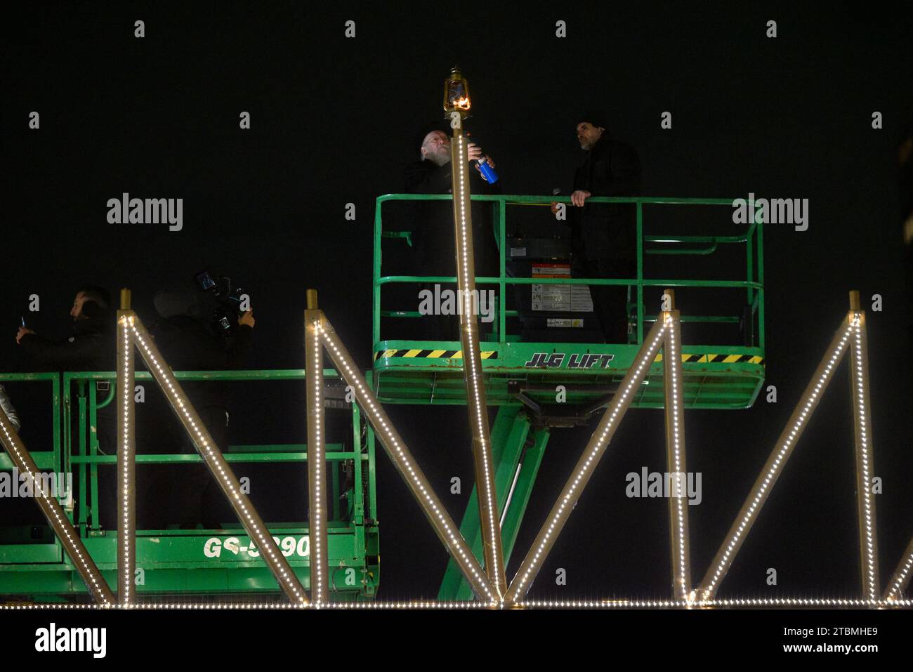 The world's largest Hanukkah menorah is lit on the first night of