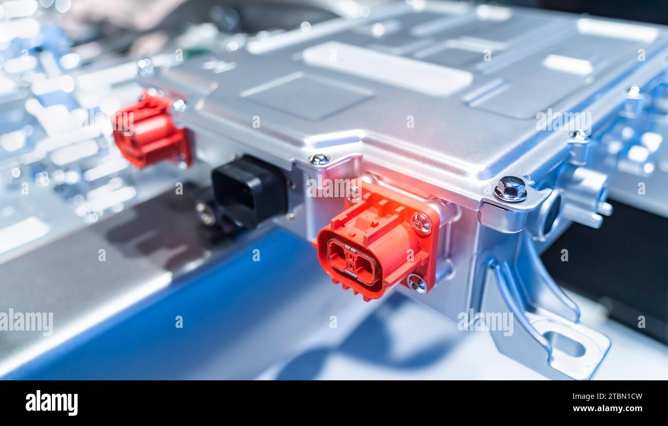 Electric car lithium battery pack and power connections Stock Photo - Alamy