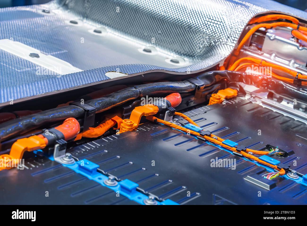 Electric car lithium battery pack and power connections Stock Photo - Alamy