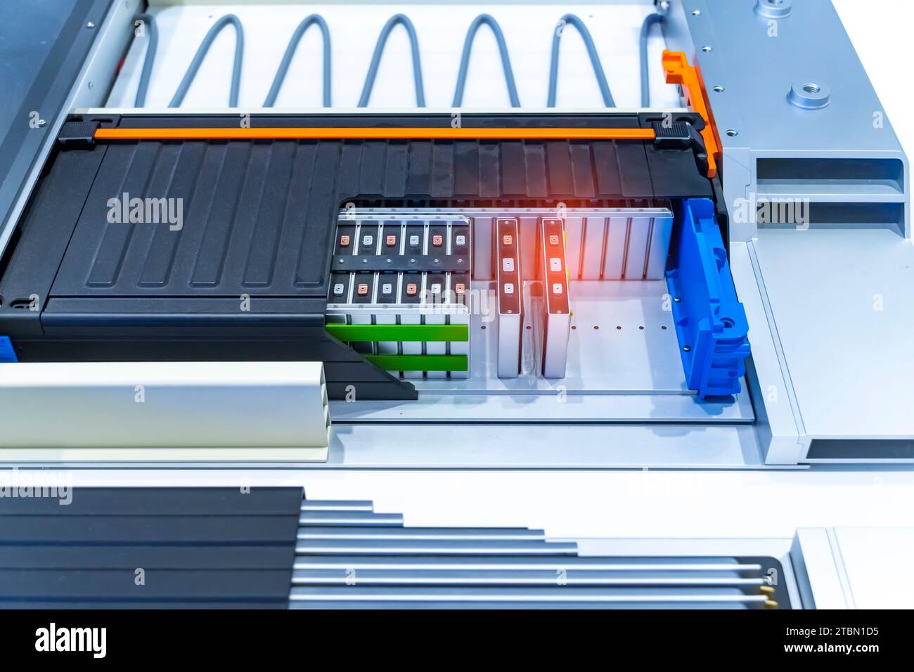 model of electric car lithium battery pack and power connections Stock