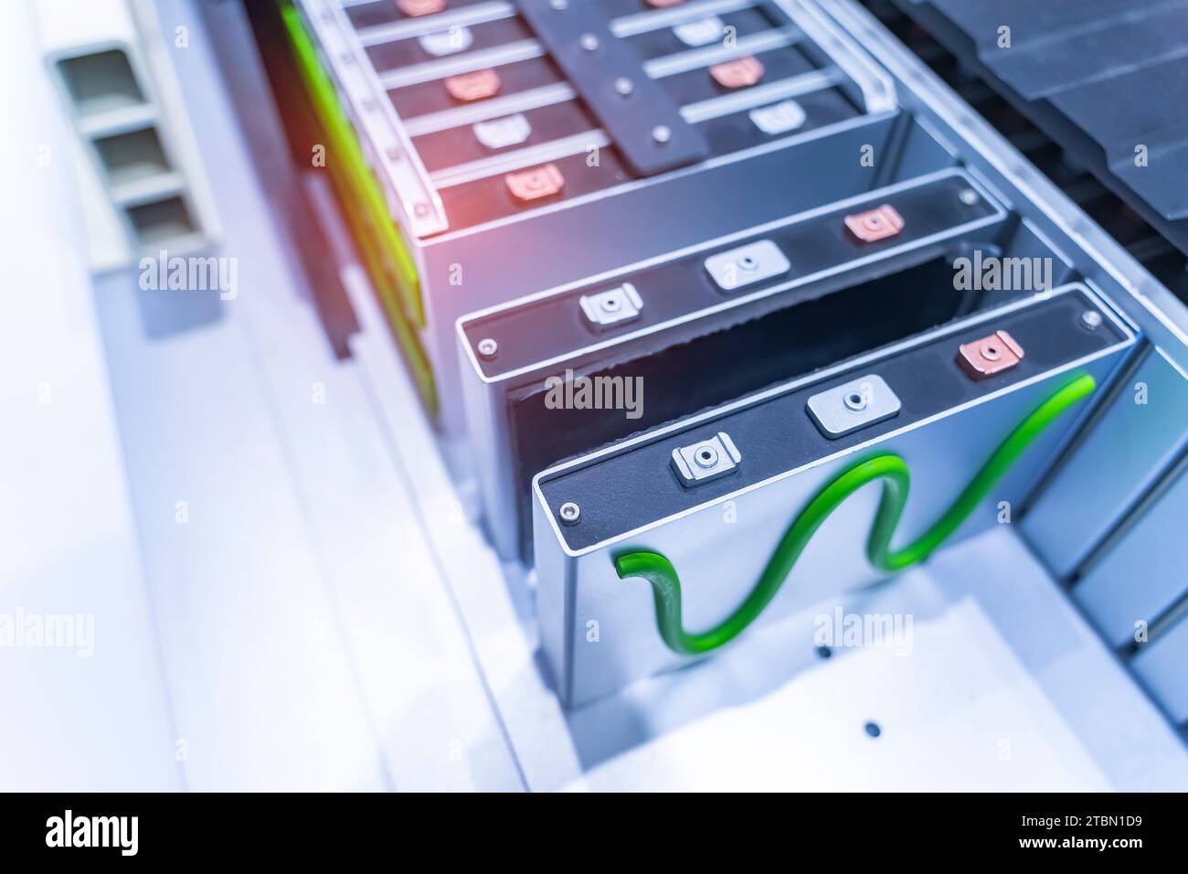 model of electric car lithium battery pack and power connections with