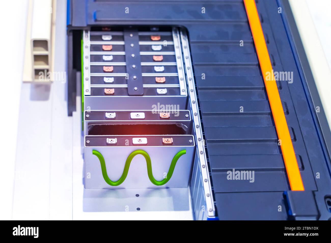 model of electric car lithium battery pack and power connections with