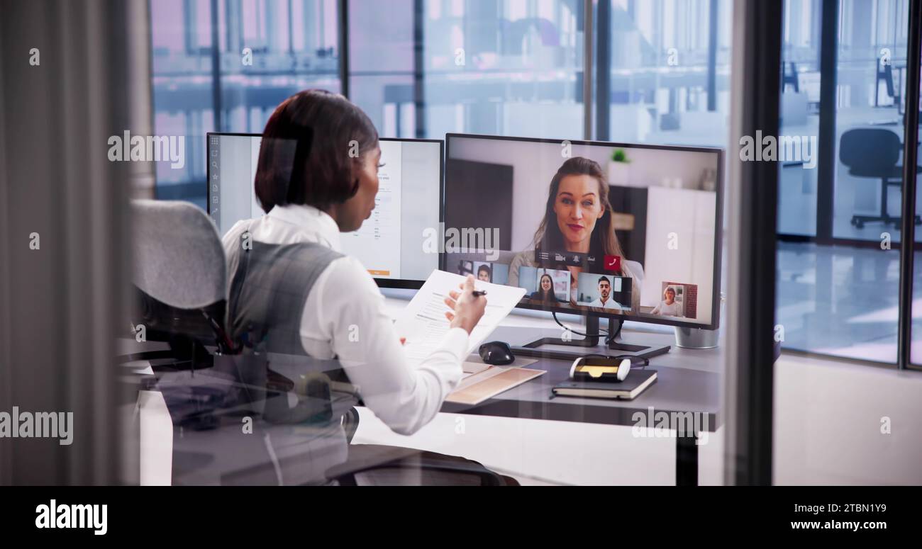 Virtual Business Conference: Online Video Interview Call Stock Photo ...