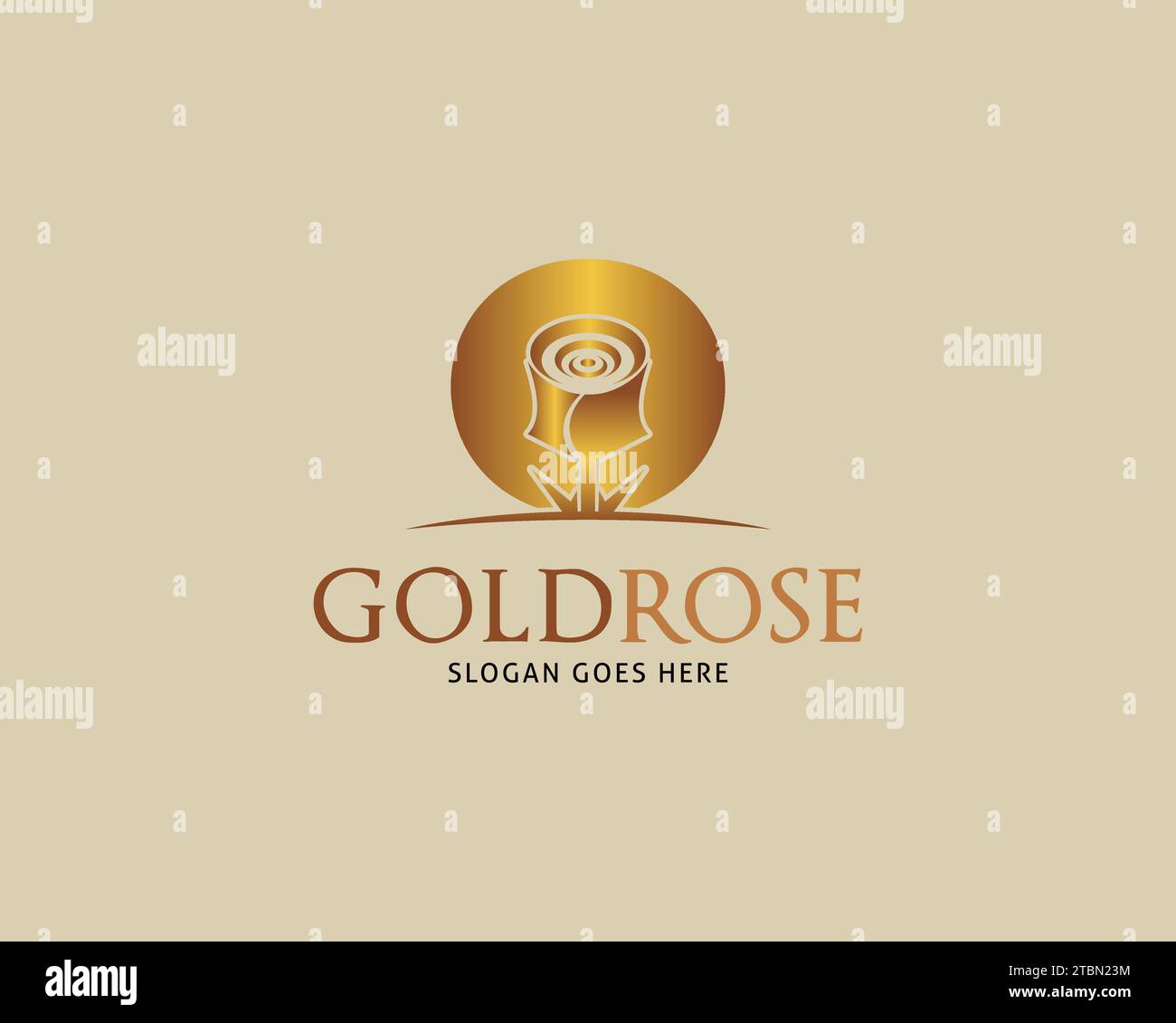 Golden Rose Vector Logo Design Template Stock Vector