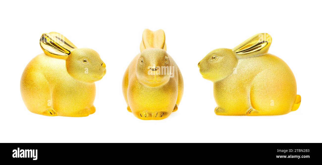 collection of golden rabbit statue Stock Photo - Alamy