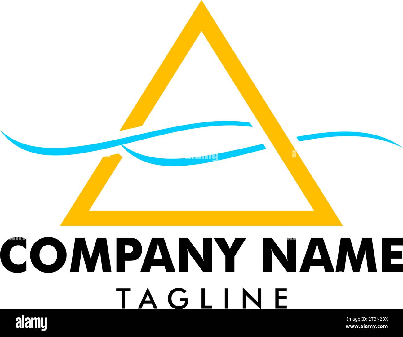 Delta Triangle with Sea Wave Logo Design Vector Stock Vector