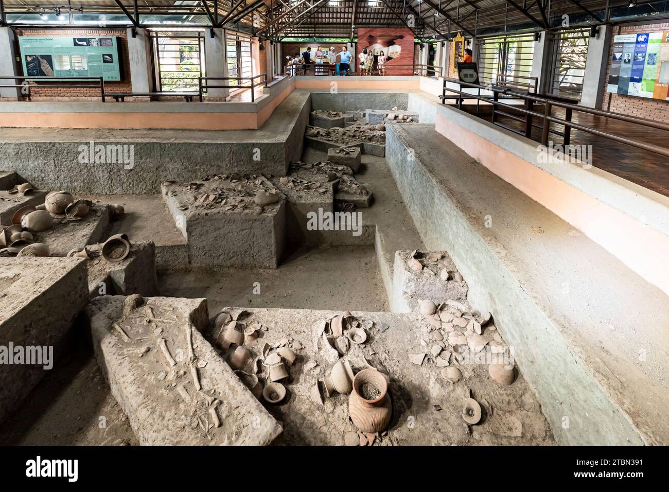 Ban Chiang national museum, Exhibition of excavation site, at Wat Pho Si Nai, Ban Chiang, Udon Thani, Isan, Thailand, Southeast Asia, Asia Stock Photo