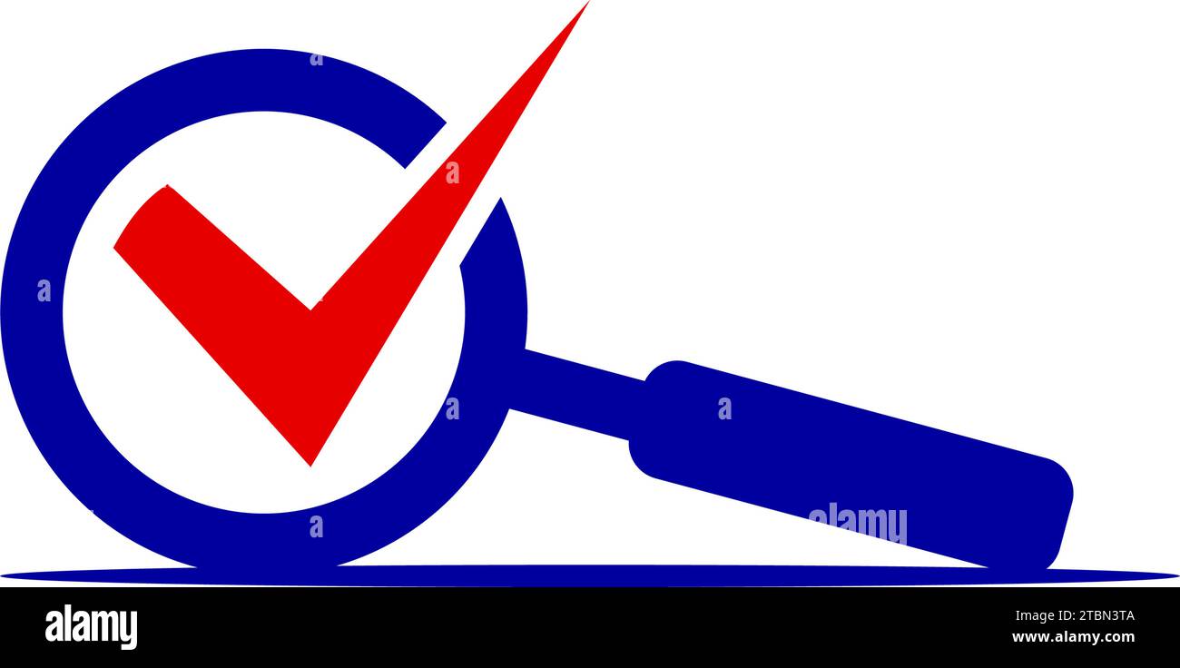 magnifying glass and check mark vector icon logo template Stock Vector
