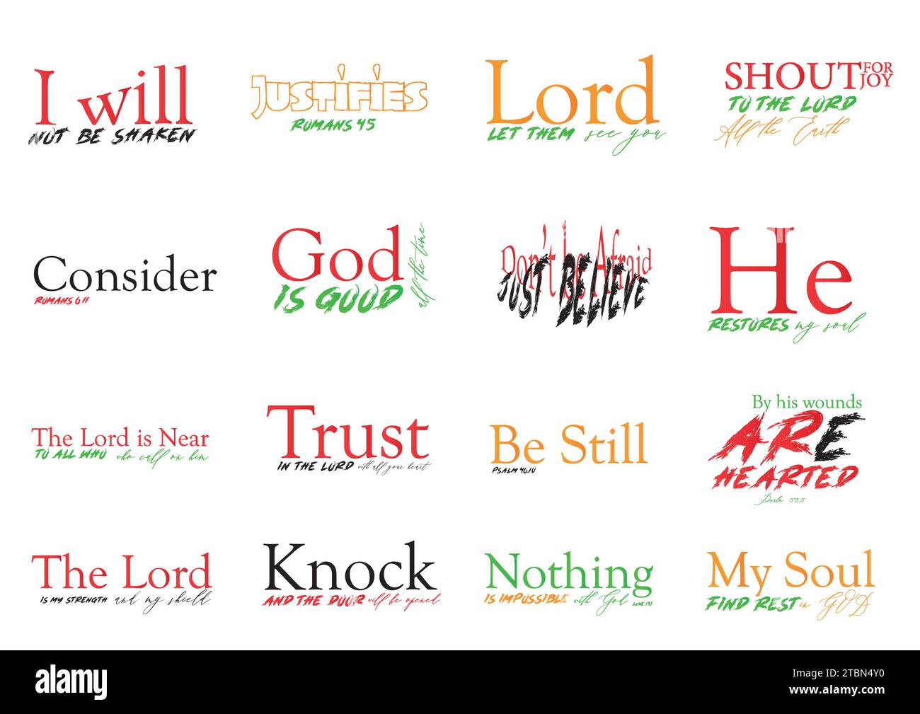 Collection of Religious Quotes, Christian Bible Verses, Faith Bundle Scriptures, Religious Sayings Stock Vector