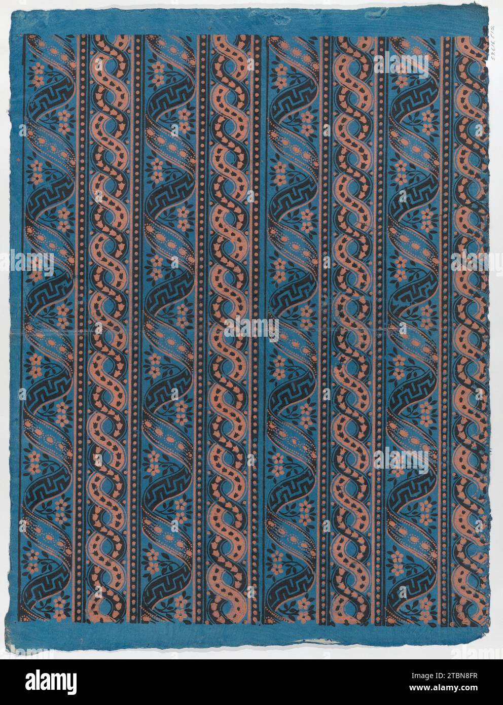Sheet with four borders with guilloche and ribbon patterns 1959 by Remondini Family Stock Photo