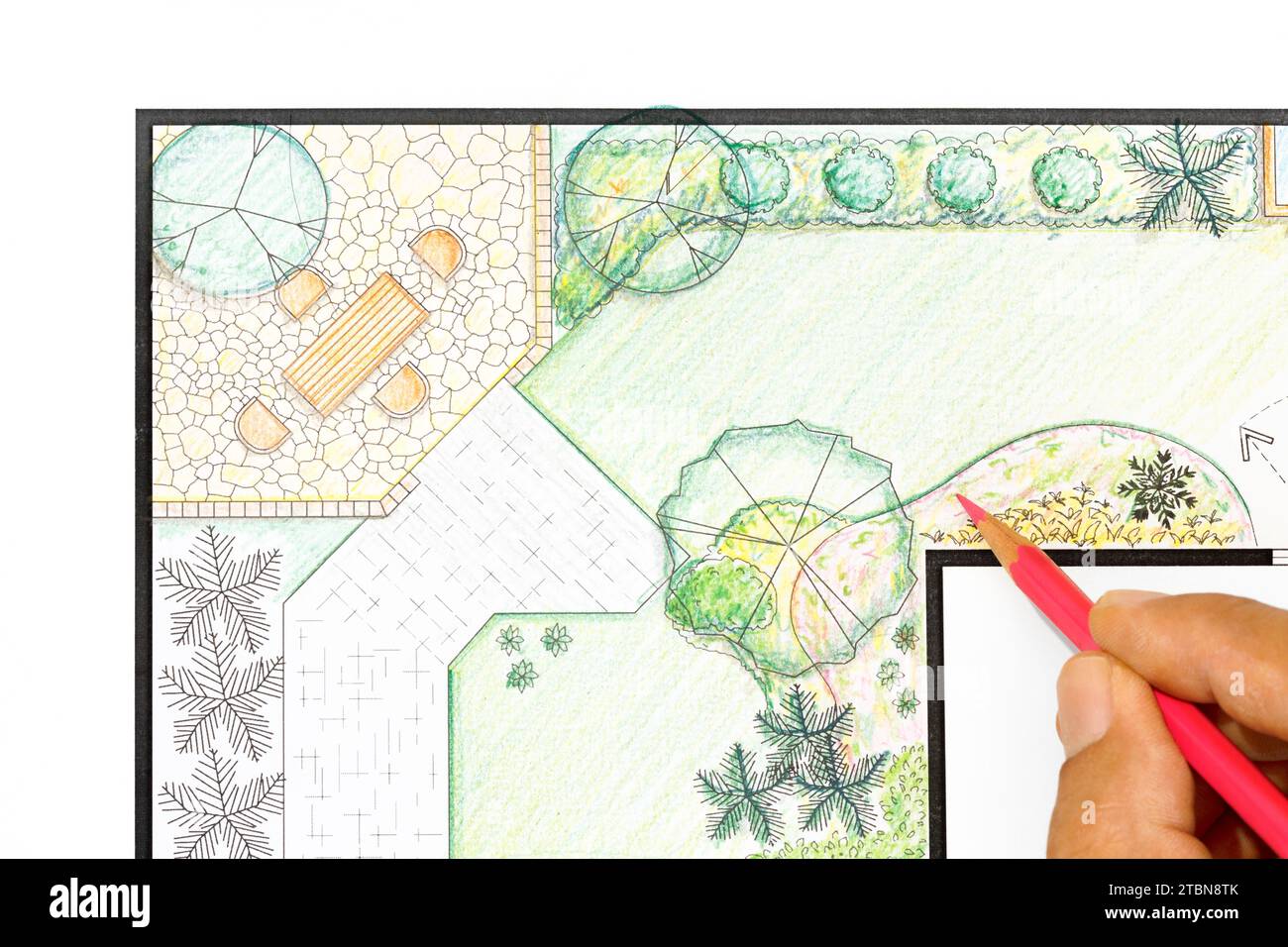 Landscape architect design garden plan Stock Photo - Alamy