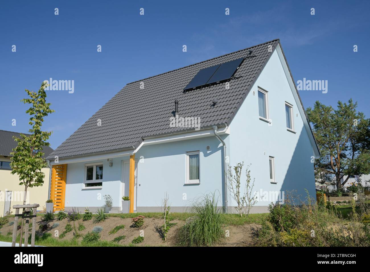 Einfamilienhaus, Neubaugebiet Am Rüggen Ost, Melchow am Rügen, Brandenburg, Deutschland Stock Photo