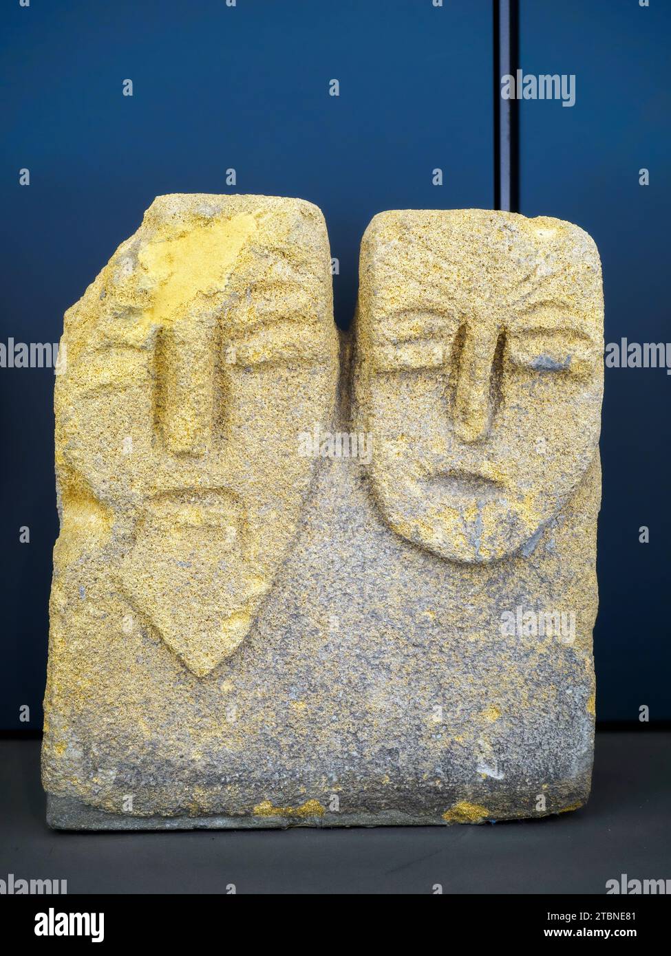 Stele representing in a naturalistic or stylised manner a divine couple, which is interpreted as a representation of Zeus/Demeter or Hades/Persephone - Antonino Salinas Regional Archaeological Museum - Palermo, Sicily Stock Photo