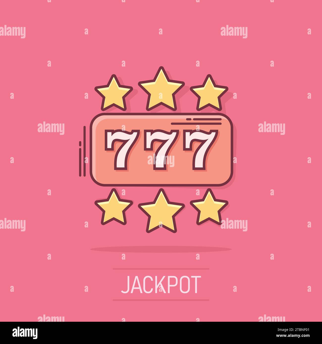 Vector cartoon casino slot machine icon in comic style. 777 jackpot sign illustration pictogram. Casino winner business splash effect concept. Stock Vector