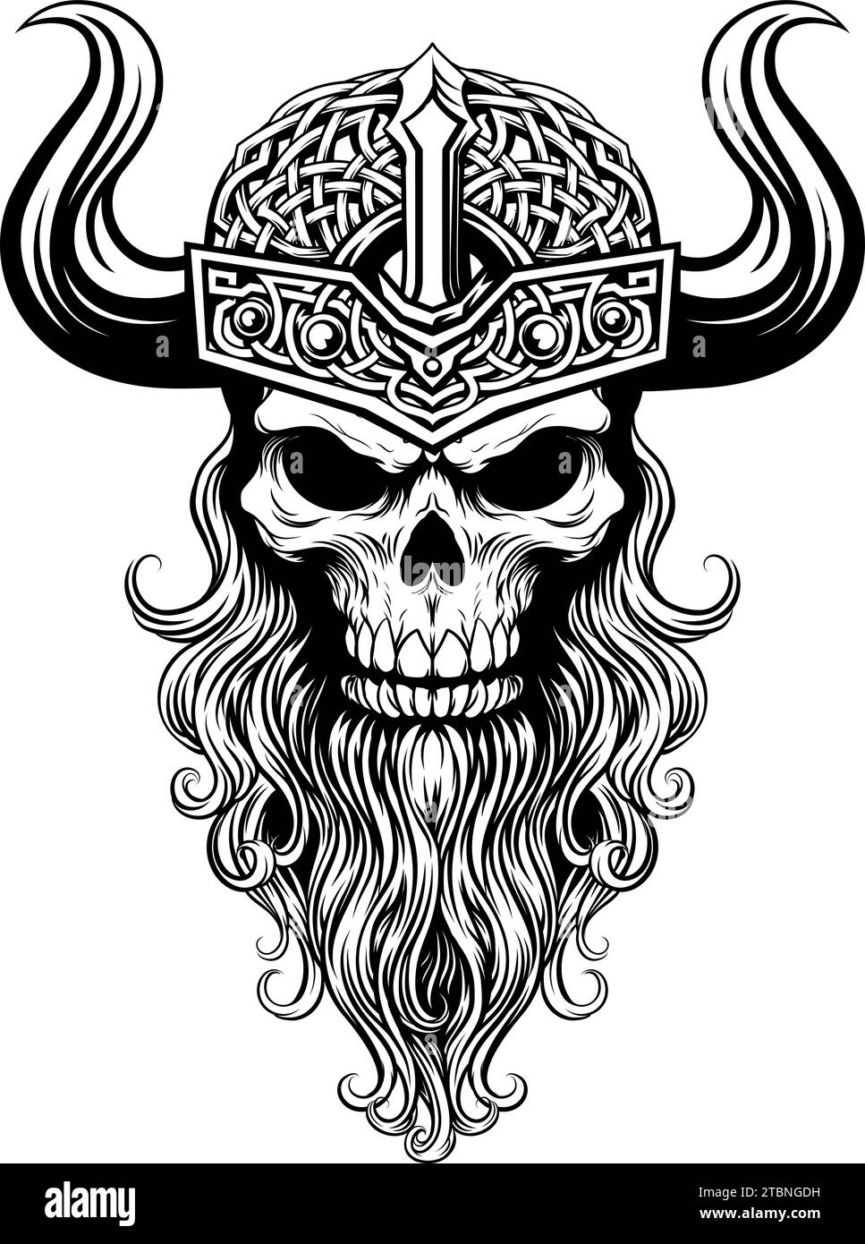 Viking Warrior Skull Man Mascot Face in Helmet Stock Vector Image & Art ...