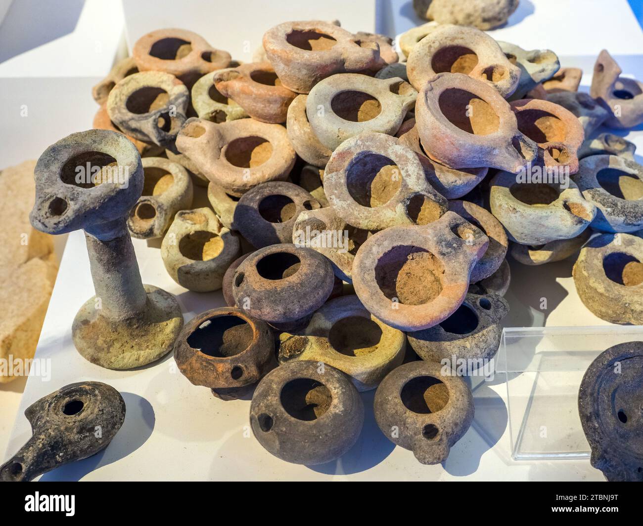 Deposit of votive lamps, 1st century Ac from a ritual pit - Baglio Anselmi archaeological museum - Marsala, Sicily, Italy Stock Photo