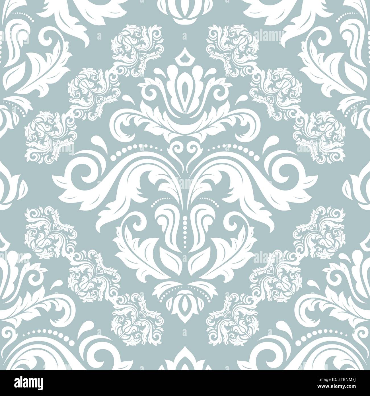 Classic blue and white seamless pattern. Damask orient ornament ...