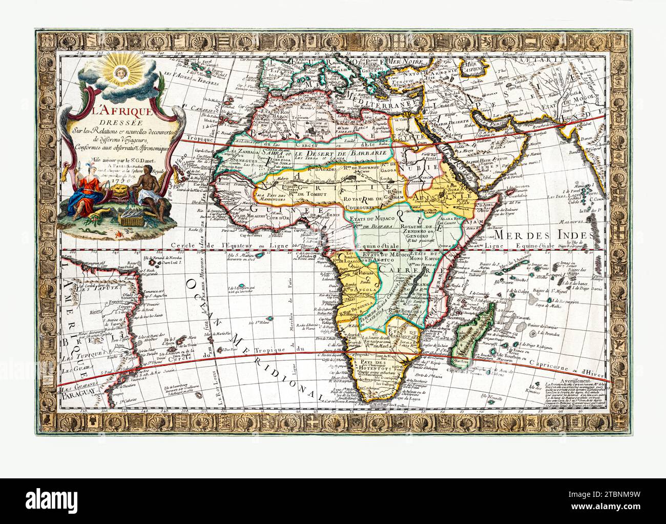 Africa drawn up on the relations and new discoveries of different travelers, in conformity with astronomical observations. Stock Photo