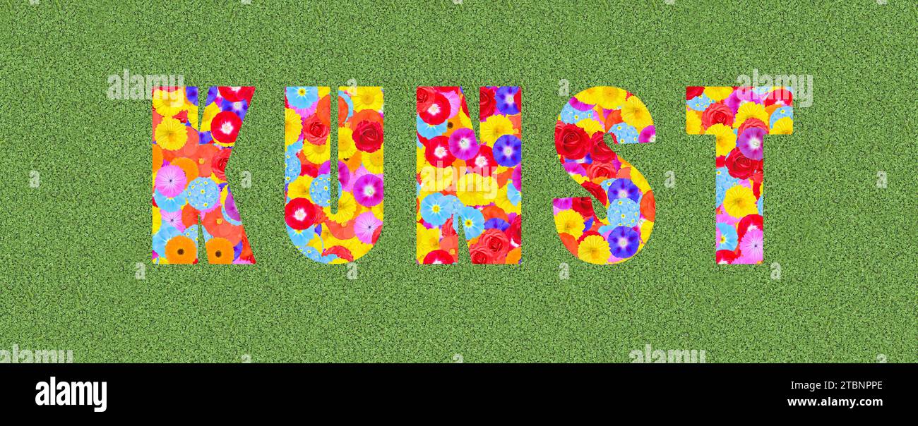 Illustration, lettering, german word Kunst, Art, with colored, colorful