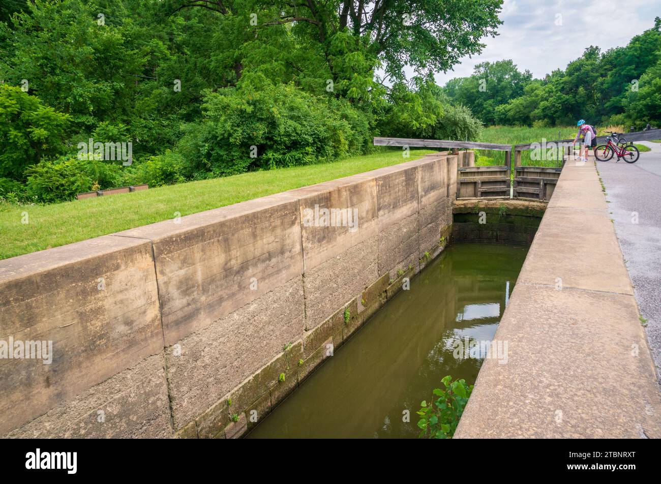 Viaduct and Lock at Cuyahoga Valley National Park, Ohio Stock Photo