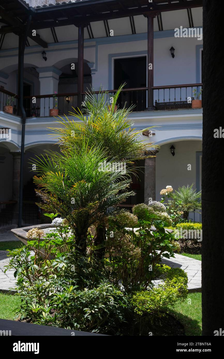 Typical inner courtyard of an old residential house in Quito, Ecuador