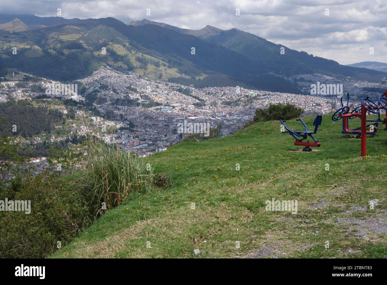 Panoramic view of south part of Quito, Ecuador Stock Photo