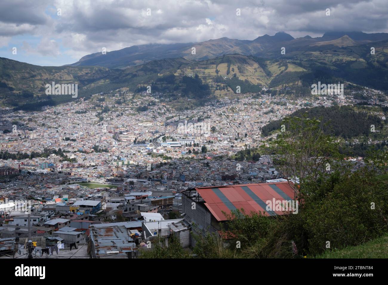 Panoramic view of south part of Quito, Ecuador Stock Photo