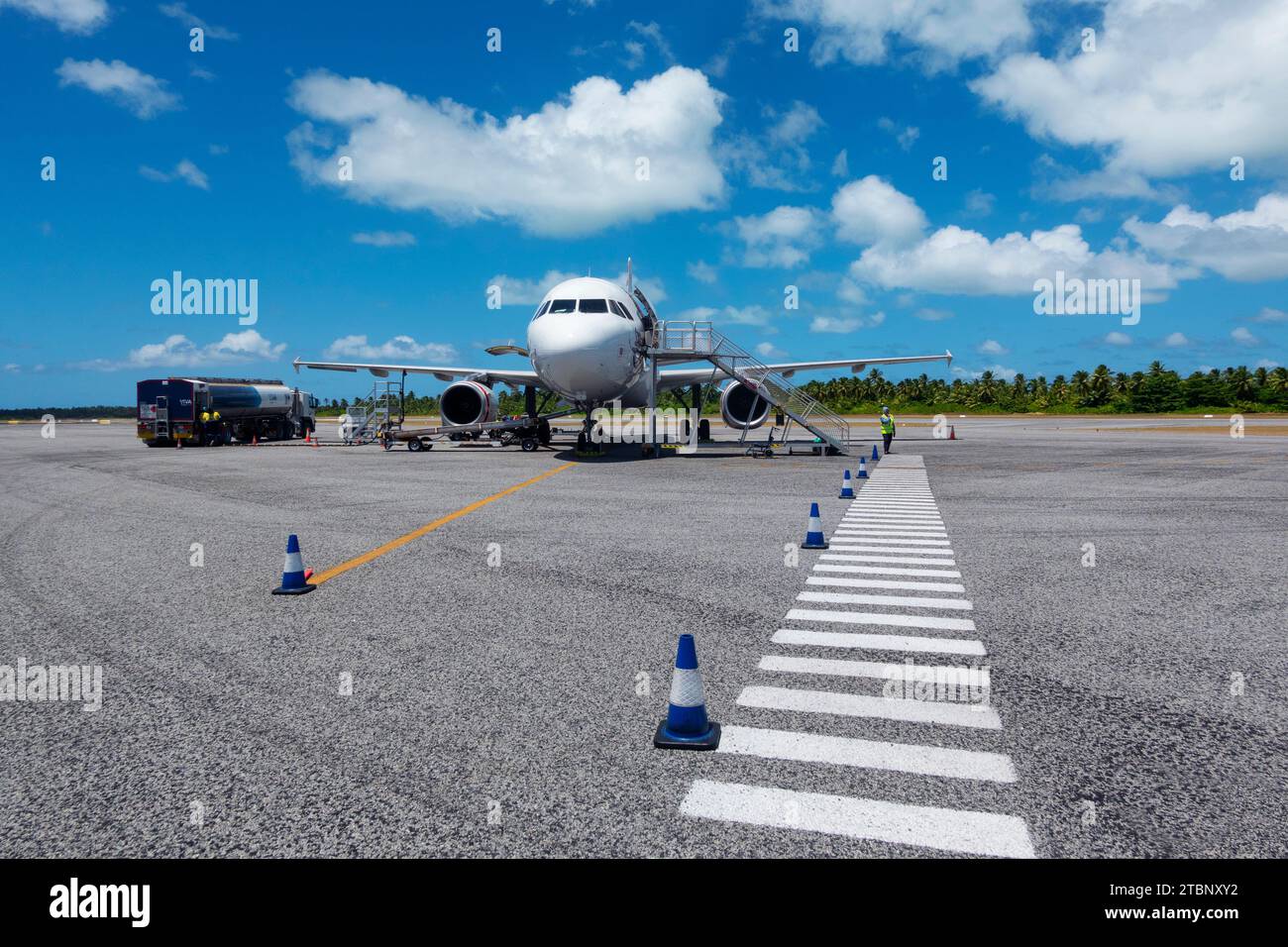 View of a Virgin Australia Airbus A320 airliner at Cocos (Keeling ...