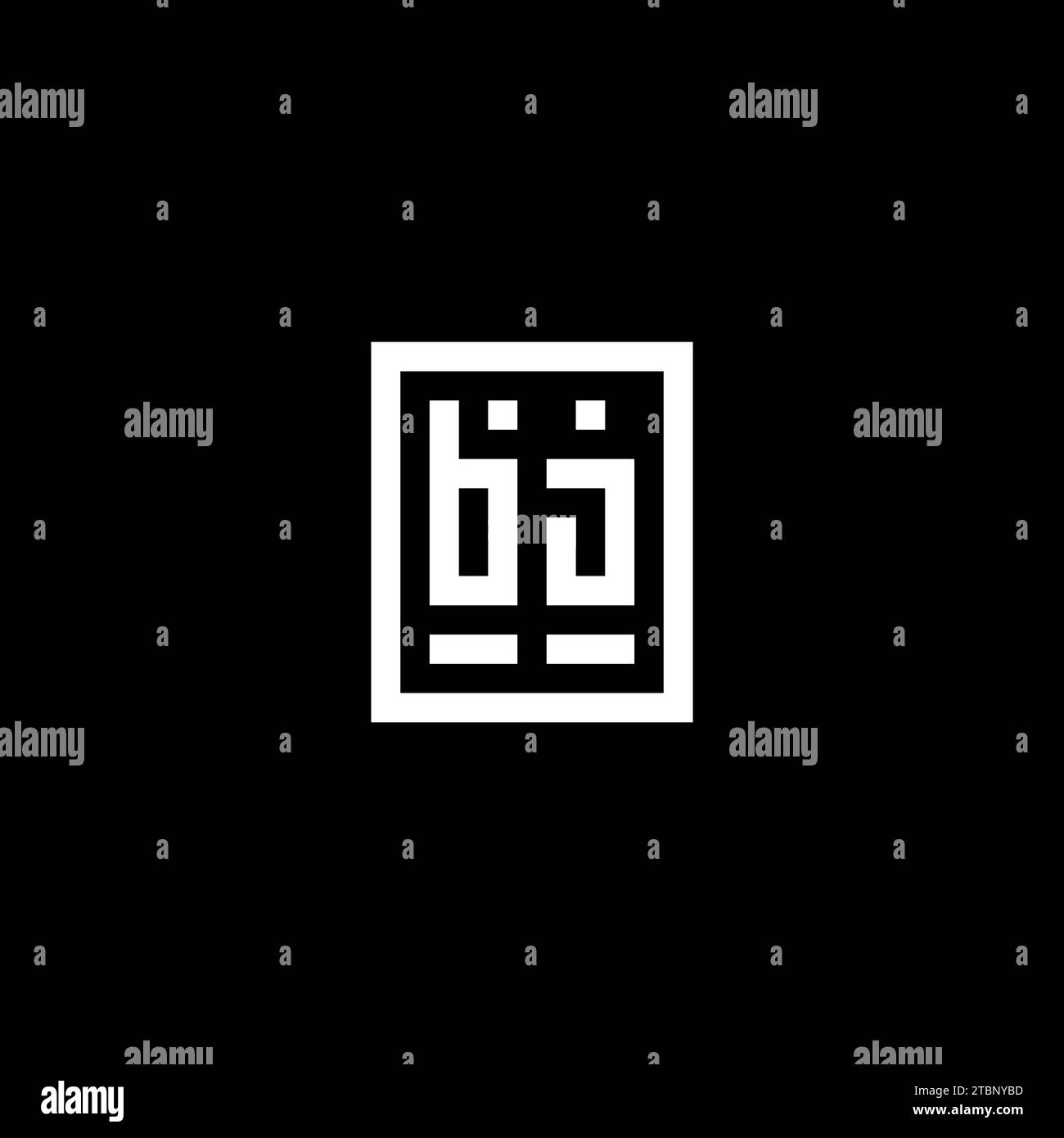 BJ initial logo with square rectangular shape style design ideas Stock Vector
