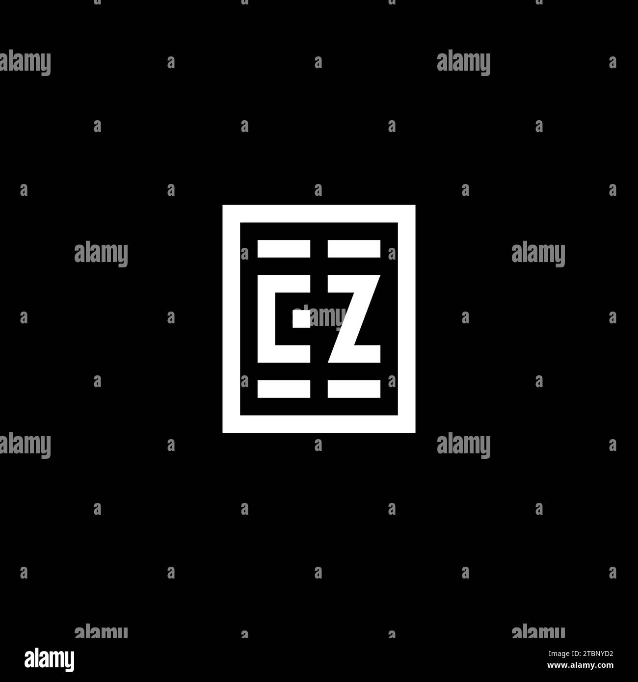 CZ initial logo with square rectangular shape style design ideas Stock Vector