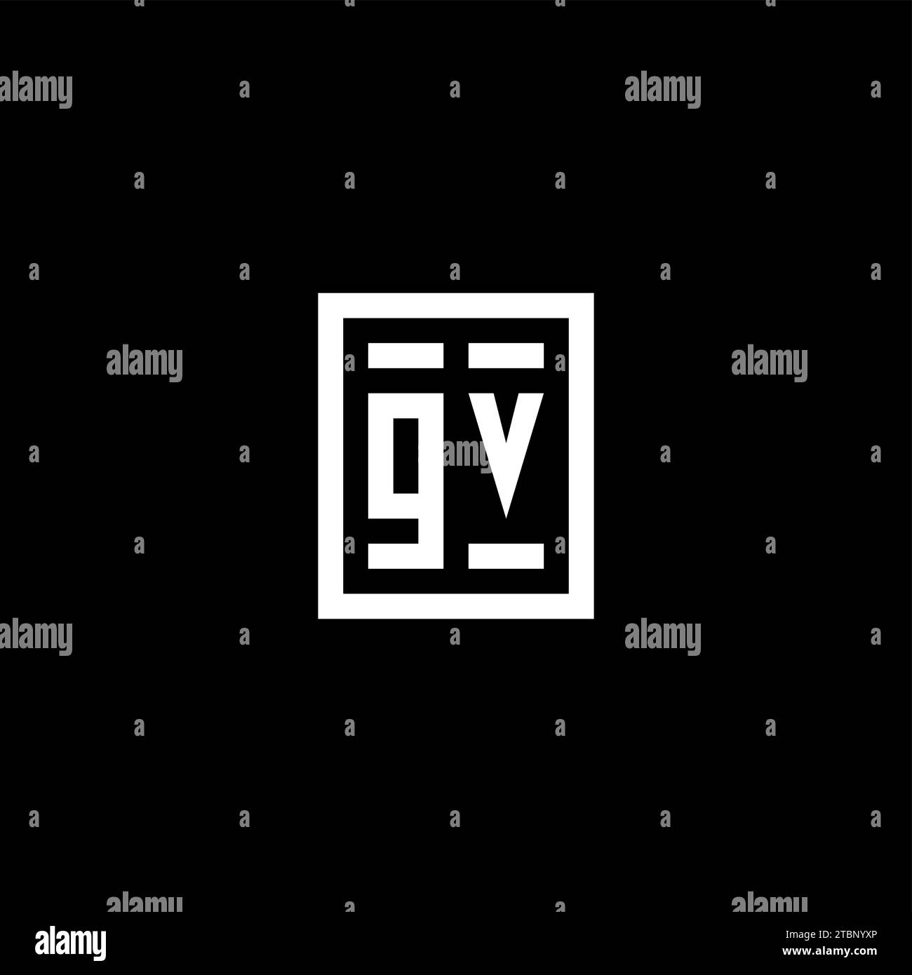 GV initial logo with square rectangular shape style design ideas Stock ...