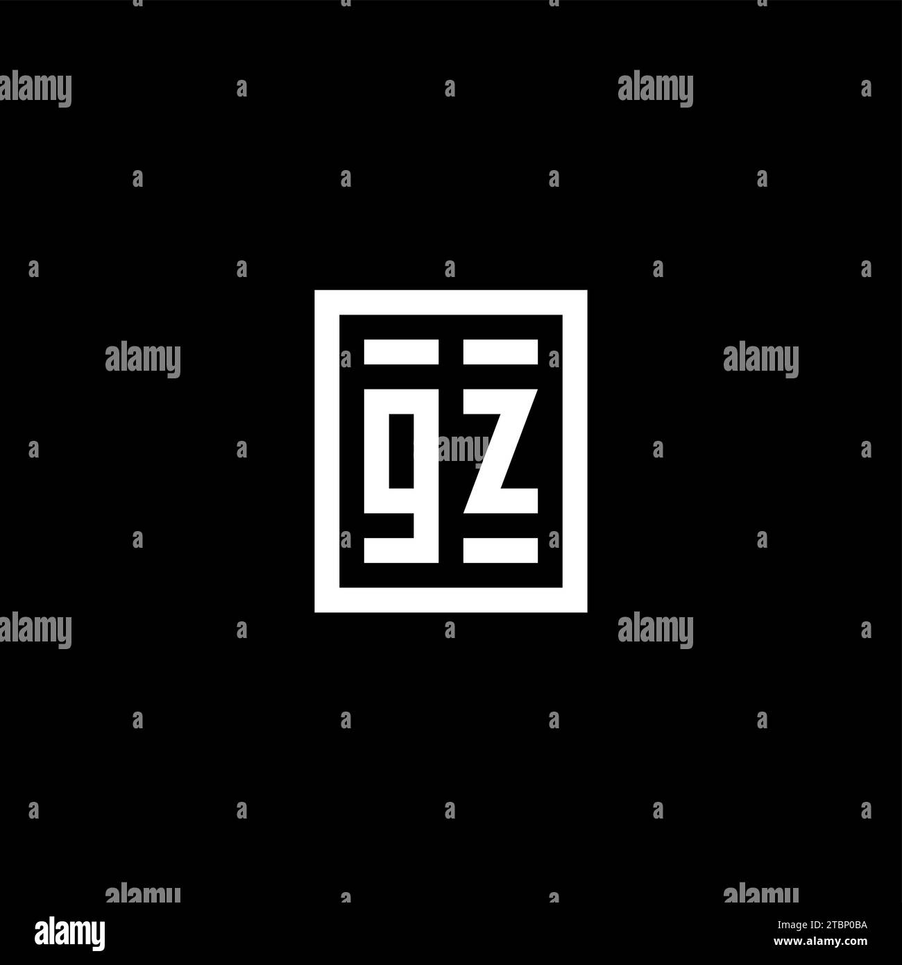 GZ initial logo with square rectangular shape style design ideas Stock ...