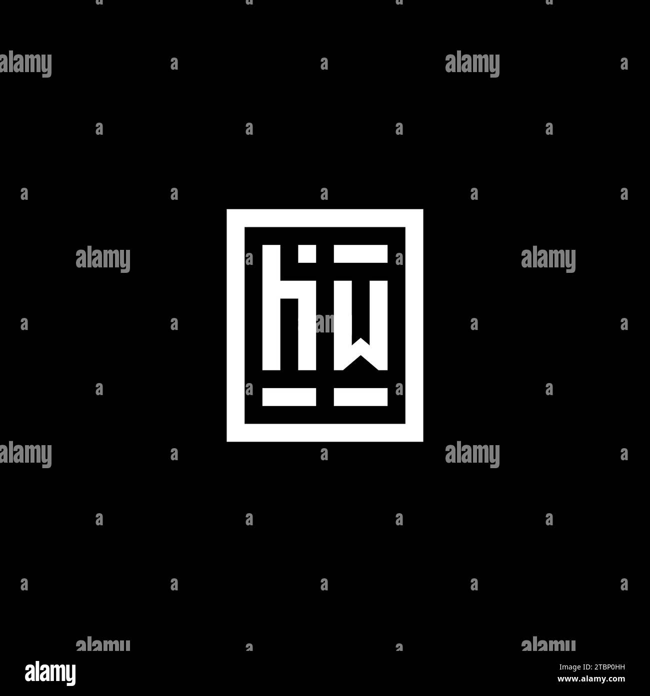 HW initial logo with square rectangular shape style design ideas Stock Vector