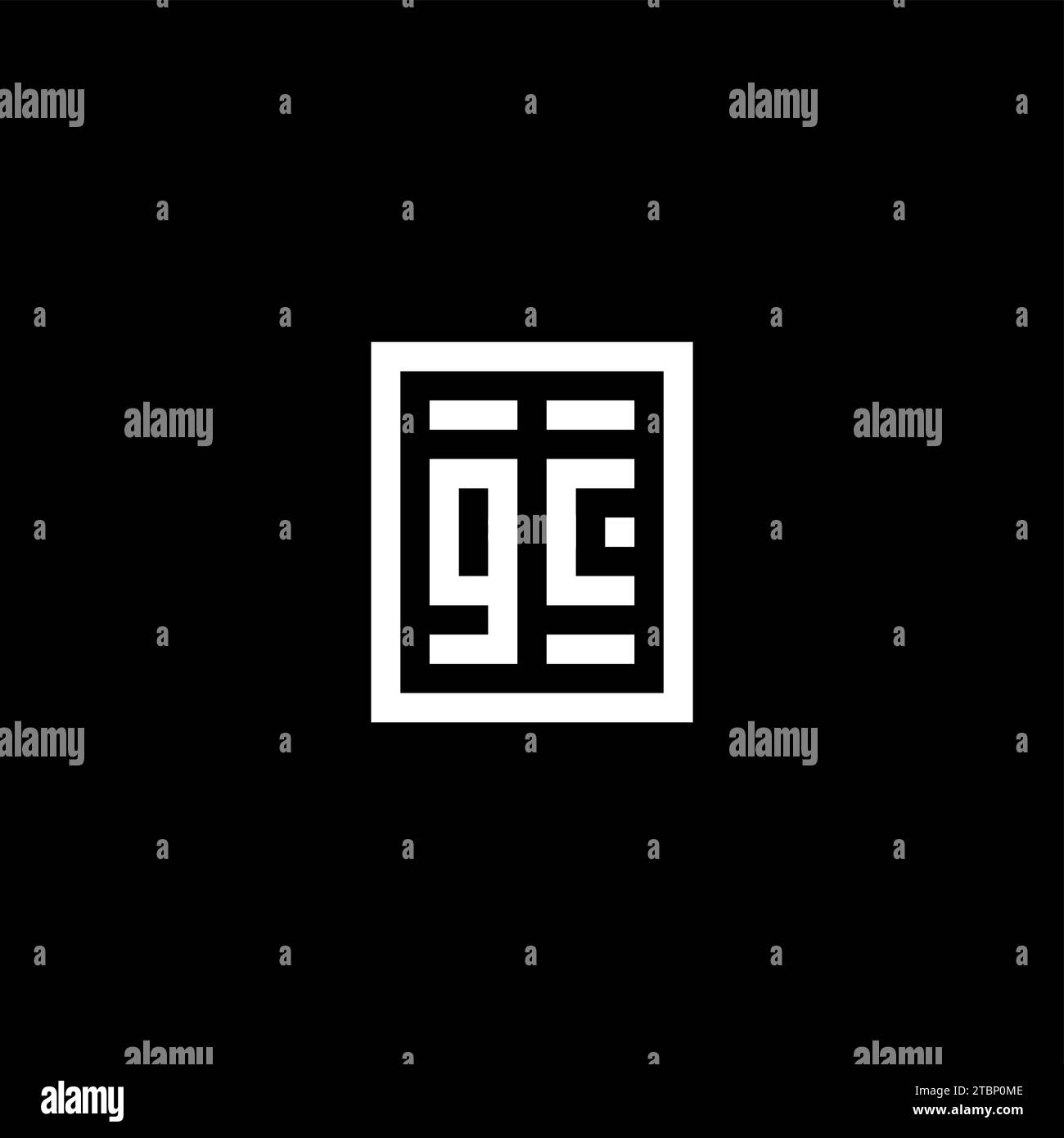 GC initial logo with square rectangular shape style design ideas Stock Vector