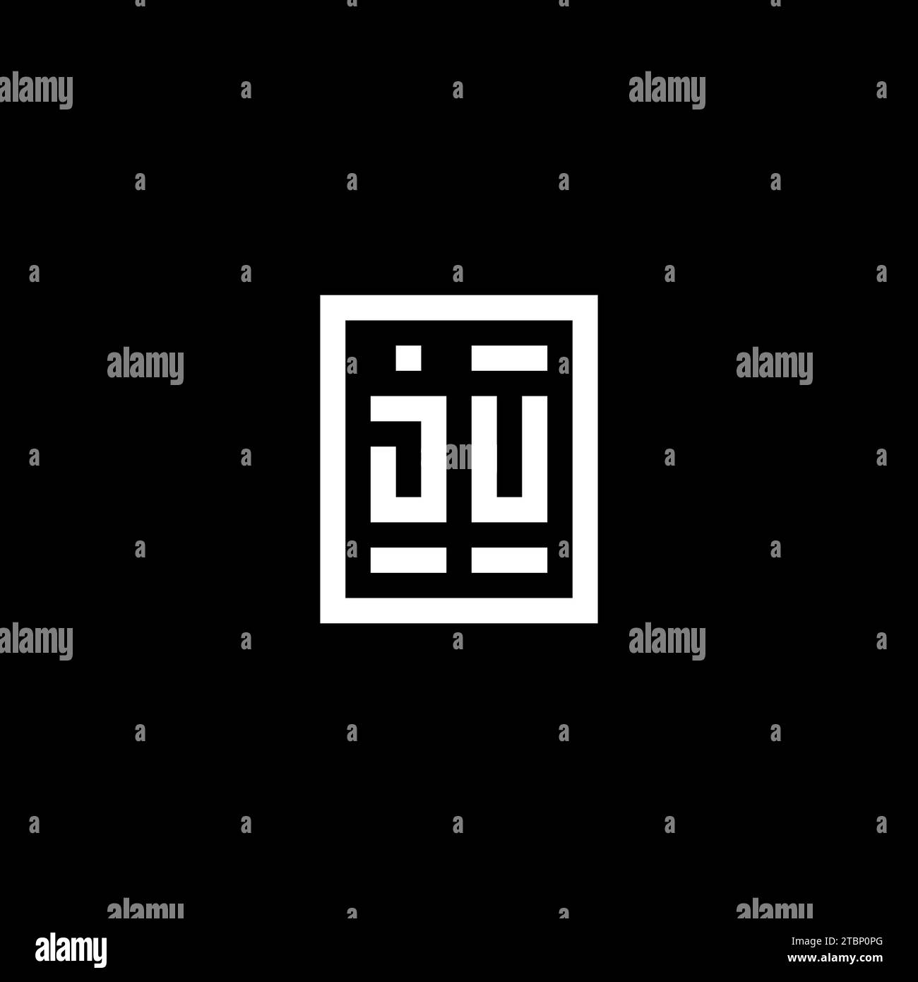 JU initial logo with square rectangular shape style design ideas Stock Vector