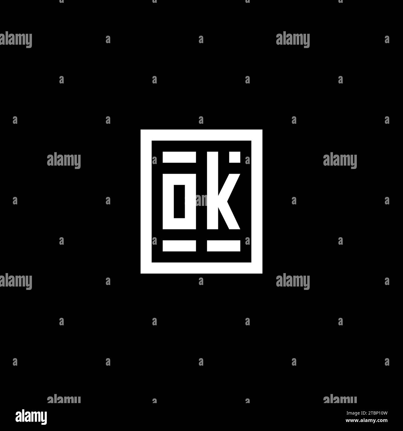 OK initial logo with square rectangular shape style design ideas Stock Vector