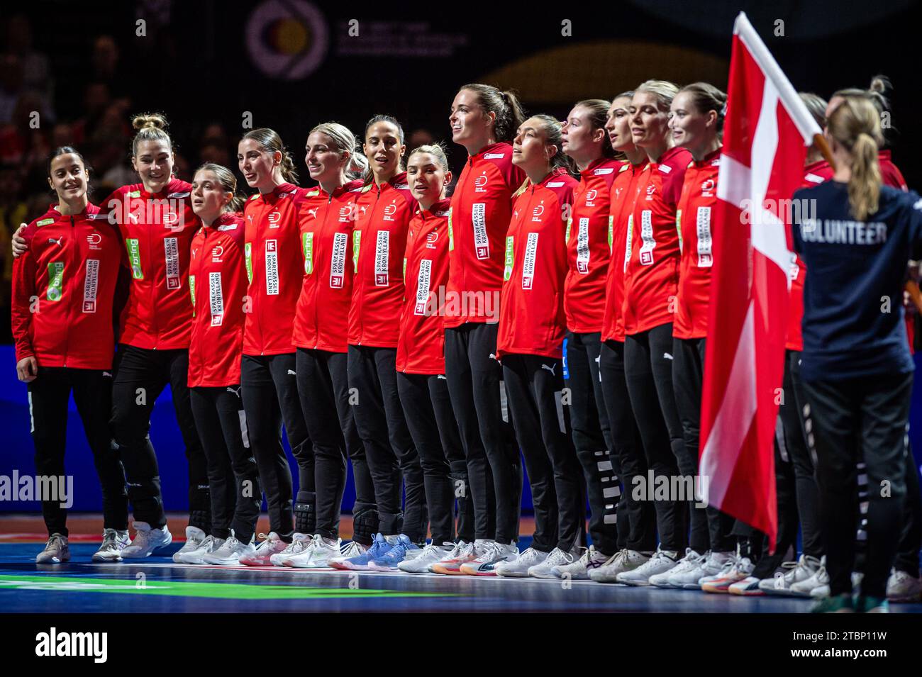 Herning, Denmark. 07th Dec, 2023. The players of Denmark line up for