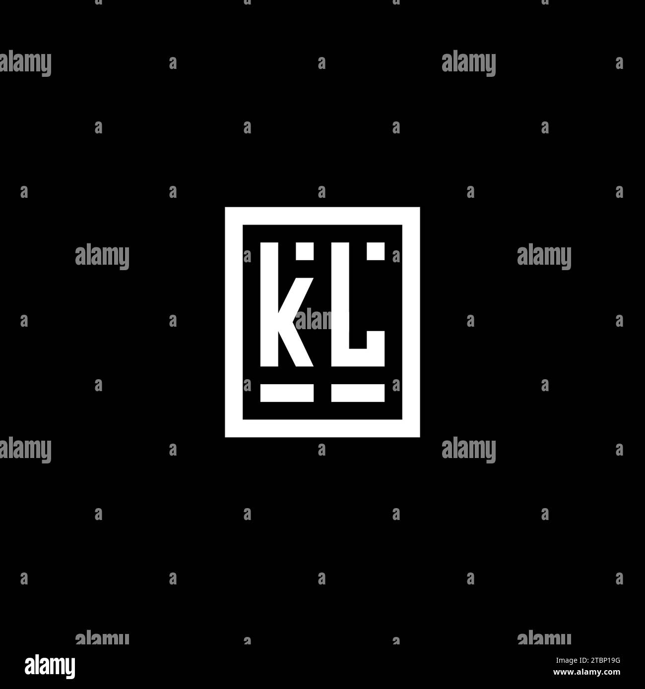KL initial logo with square rectangular shape style design ideas Stock Vector
