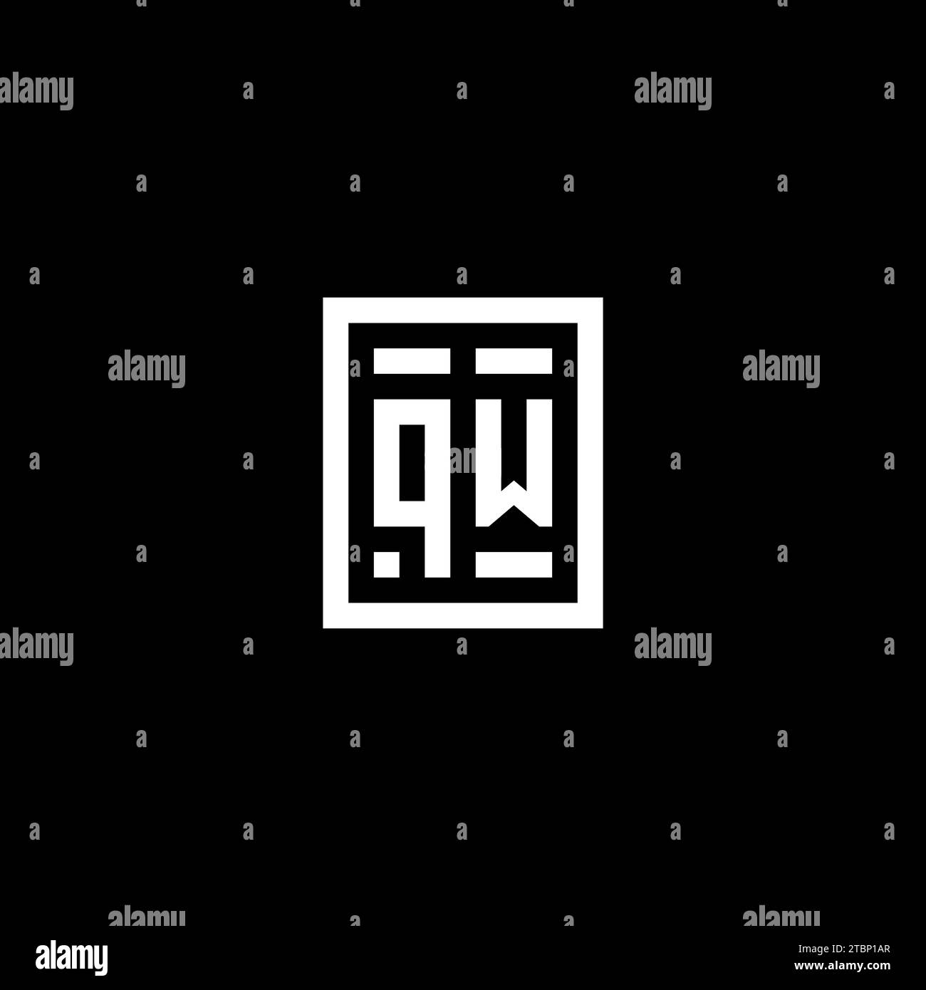 QW initial logo with square rectangular shape style design ideas Stock Vector