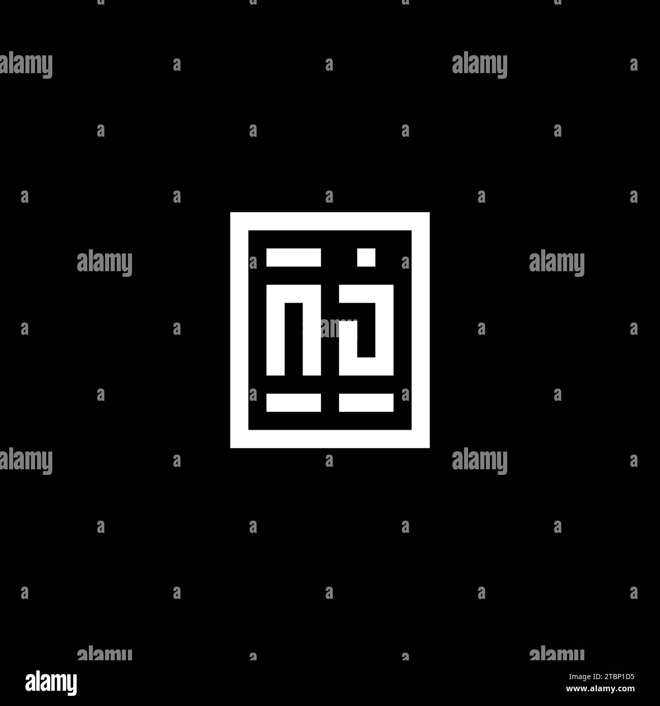 NJ initial logo with square rectangular shape style design ideas Stock Vector