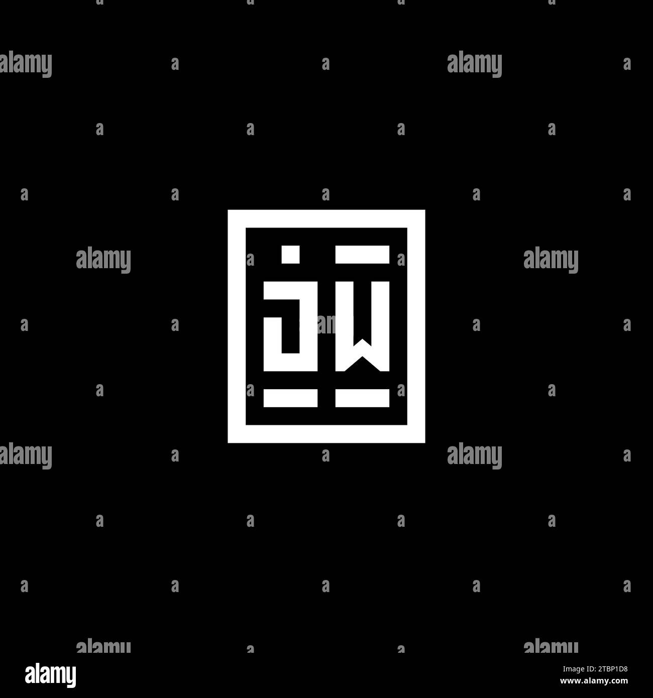 JW initial logo with square rectangular shape style design ideas Stock Vector