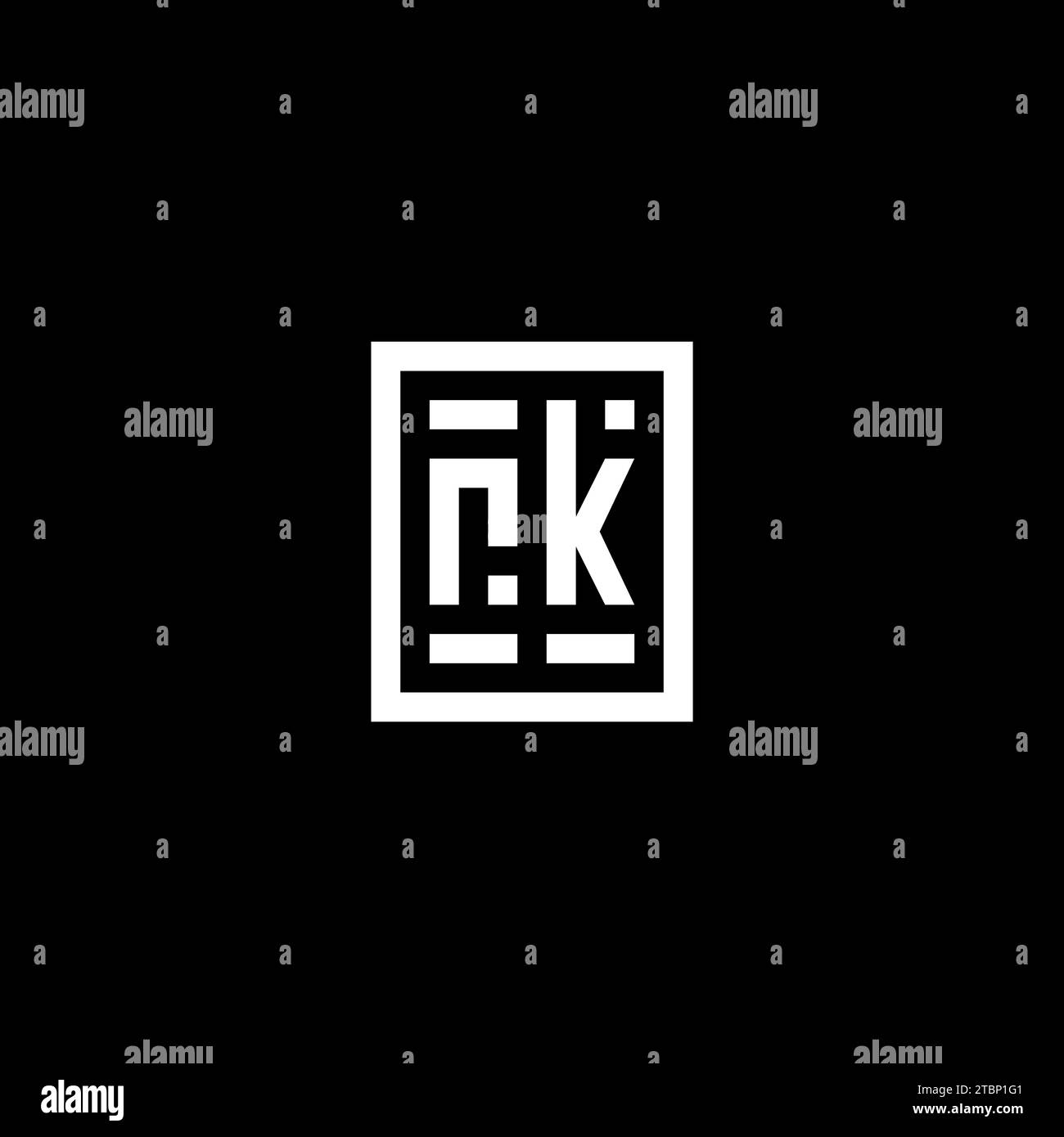 RK initial logo with square rectangular shape style design ideas Stock Vector