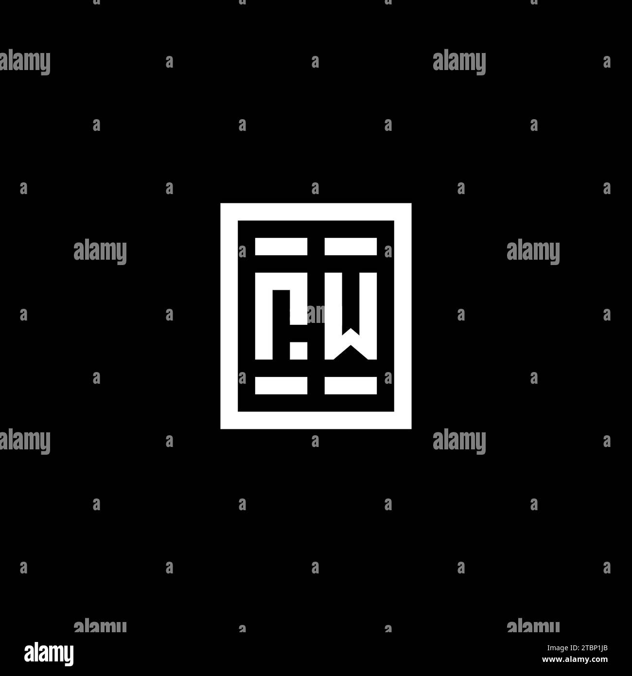 RW initial logo with square rectangular shape style design ideas Stock Vector